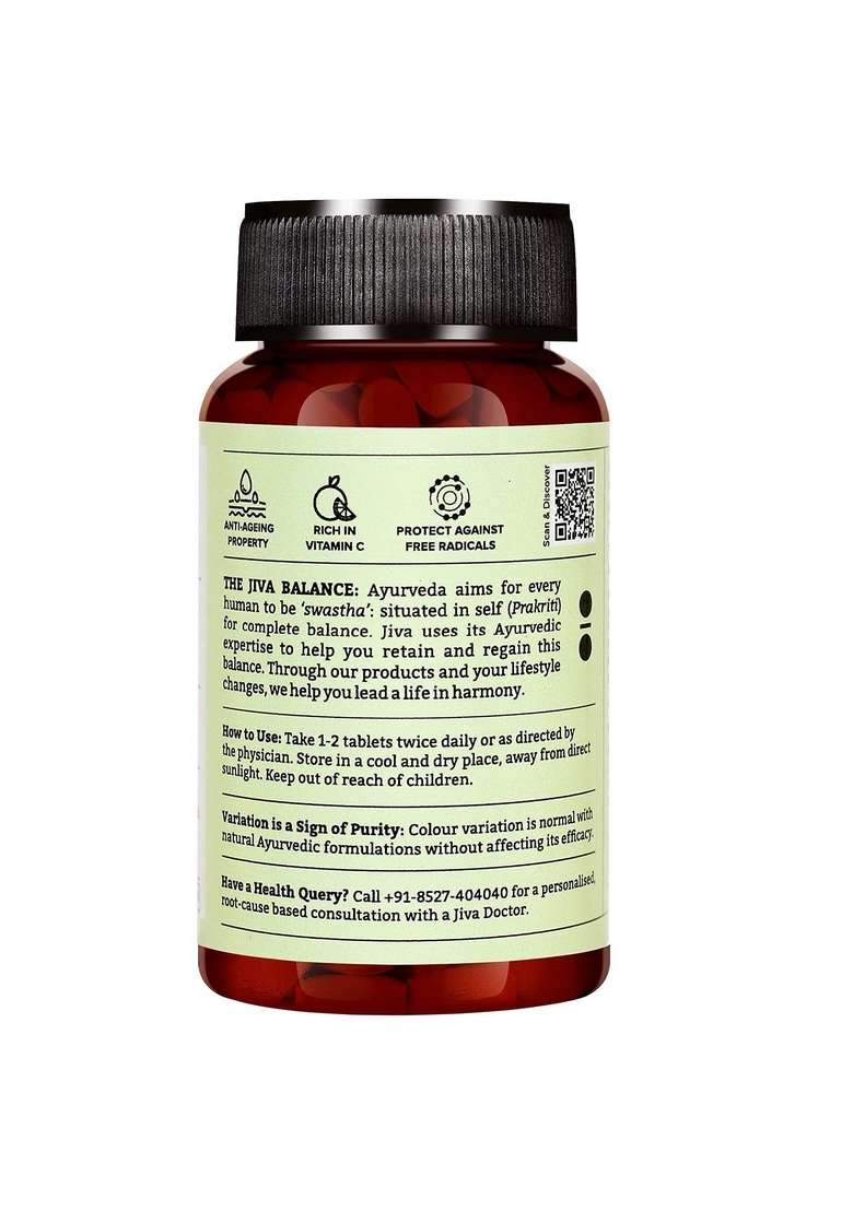 Jiva Amla Tablets 500Mg 240 | 100% Herbs Used, Rich In Vitamin C Antioxidants Improves Digestion Enhances Vision - 120 Tablet (Pack Of 2) - Indya