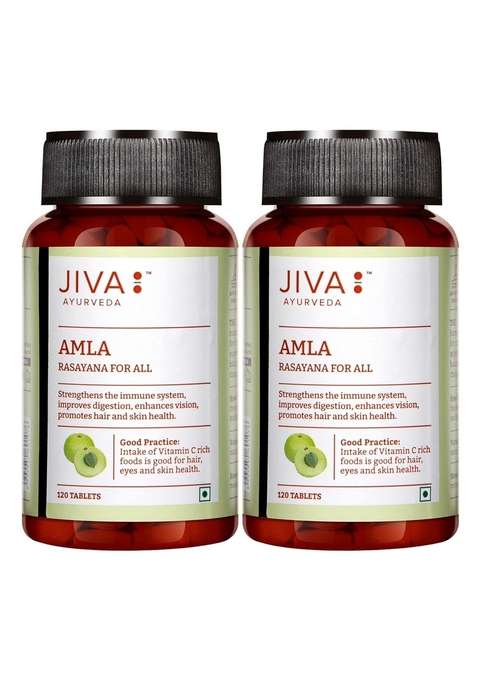Jiva Amla Tablets 500Mg 240 | 100% Herbs Used, Rich In Vitamin C Antioxidants Improves Digestion Enhances Vision - 120 Tablet (Pack Of 2)