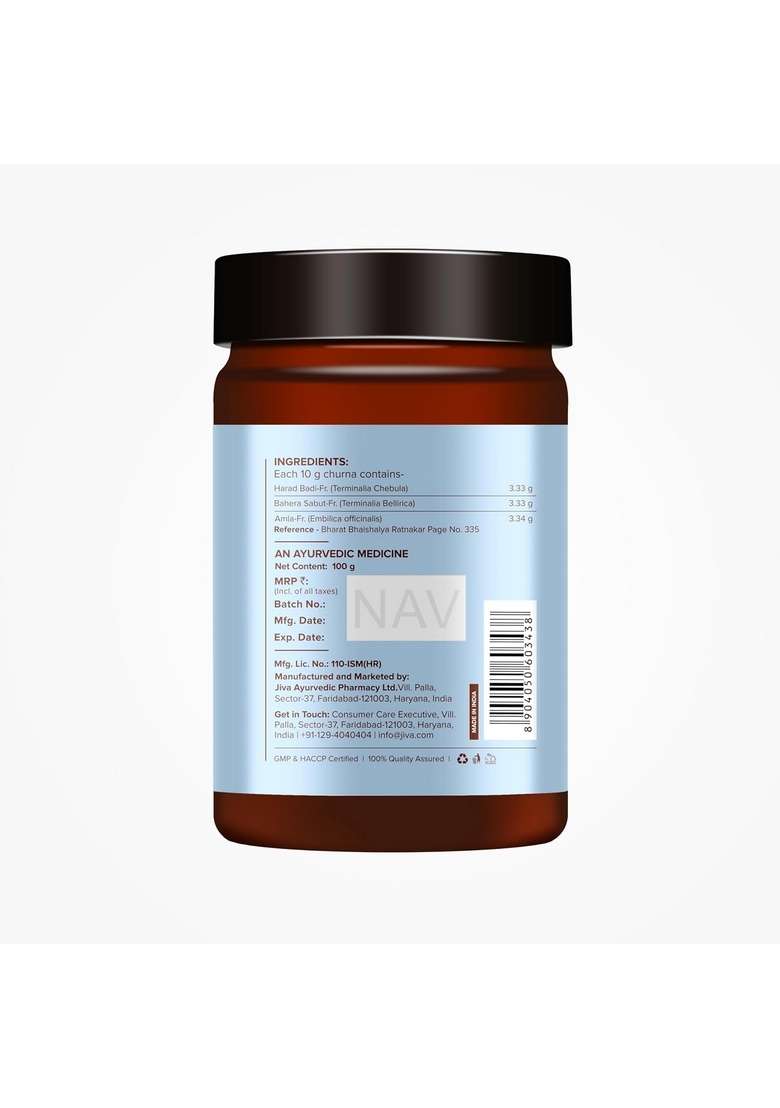Jiva Triphala Churna (100 X 2) 200G | Ayurvedic Powder With Amla, Harad & Baheda Improves Digestion, Colon Cleanse, Gut Health, Immunity Natural Detox Contains Bioactive Antioxidants - Indya