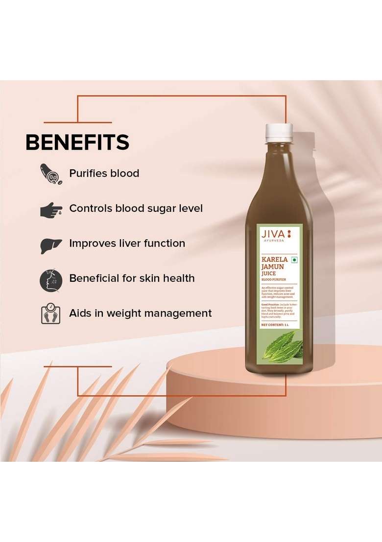 Jiva Karela Jamun Juice | Diabetes Care 100% Pure & Natural Herbal Ayurvedic For Immunity Booster Adults 1L (Pack Of 1) - Indya