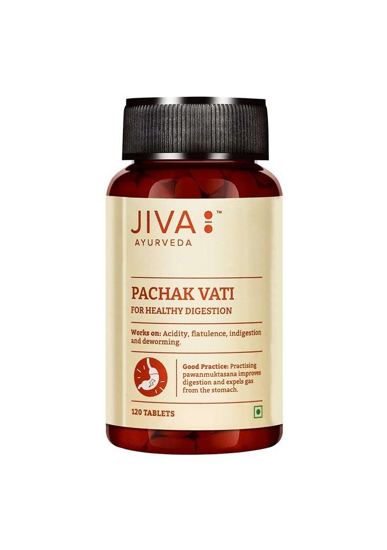 Jiva Pachak Vati Tablets 500Mg 120 Tablet | Helpful In Digestion |Goodness Of Babool, Ajwain, Amalaki & Lavang For Men Women - (Pack 1) - Indya