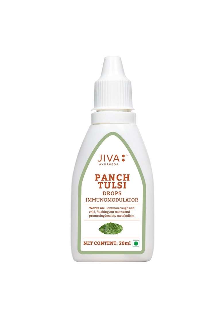 Jiva Tulsi Drops - 20 Ml | 100% Ayurvedic Formulation Made Of Five Species Detox The Body, Boost 5X Immunity & Promote Healthy Metabolism Prevents Cough, Cold Viral Fever (Pack 1) - Indya