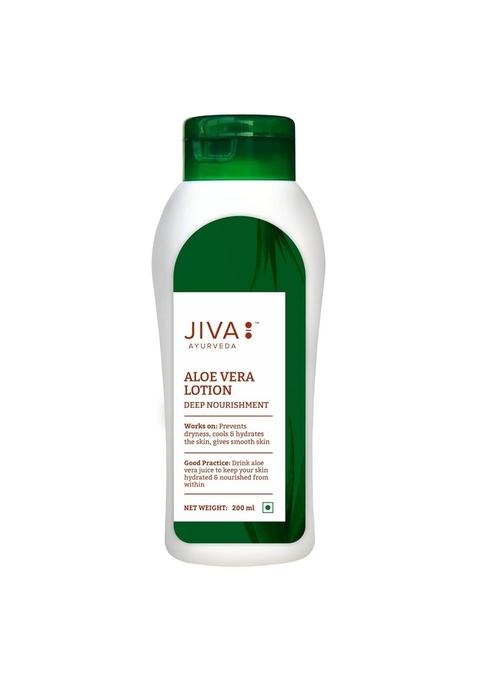 Jiva Aloe Vera Lotion 200Ml | 100% Pure & Natural Non-Sticky Fast Absorbing Formula Provides 24H Deep Moisturization, Prevents Dryness Keeps Refreshed Ideal For All Skin Types (Pack Of 2)