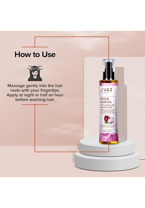 Jiva Onion Oil 200Ml | 100% Ayurvedic Formulation With Ifra Certified Fragrance Provides Deep Nourishment, Promotes Hair Growth & Prevents Split Ends (Pack Of 1)