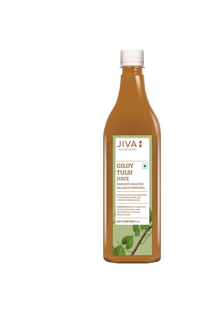 Jiva Natural Giloy Tulsi Juice | Boost Immunity Stamina Pure, & 100% Ayurvedic No Preservatives Or Added Sugar - 1 Ltr (Pack Of 1) - Indya