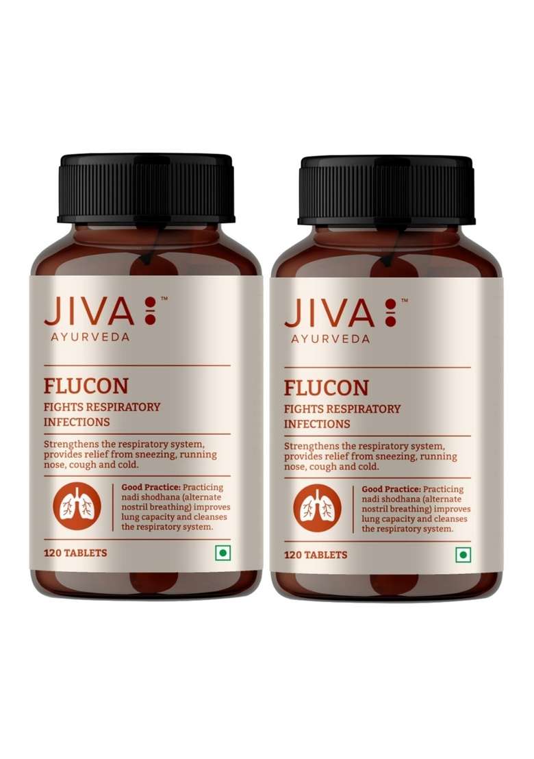 Jiva Flucon Tablets 500Mg 240 Tablet | For Strengthens Respiratory System Helps Fight Cough And Cold - 120 (Pack Of 2) - Indya