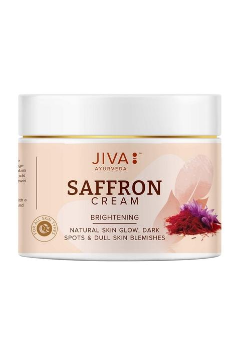 Jiva Saffron Cream 100G | 100% Ayurvedic Formula Lightens Blemishes, Hyperpigmentation, & Dark Spots Promotes Circulation Balances Skin Ph Ideal For All Types (Pack Of 1)