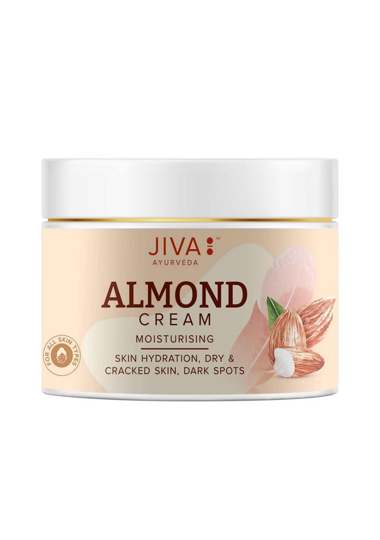Jiva Almond Cream 100% Ayurvedic Formula Free From Paraben & Silicone | Helps With Dry Skin, Dark Spots, Wrinkles Pigmentation Protects Skin Uva Uvb Rays- 100Gm(Pack Of 1)