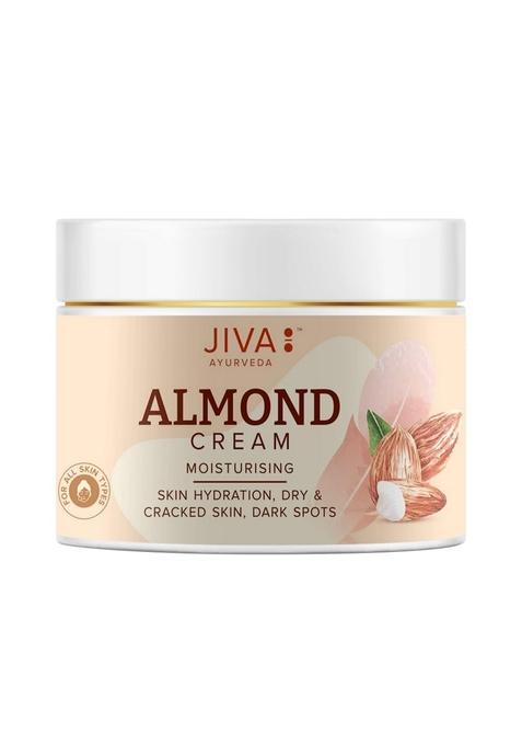 Jiva Almond Cream 100% Ayurvedic Formula Free From Paraben & Silicone | Helps With Dry Skin, Dark Spots, Wrinkles Pigmentation Protects Skin Uva Uvb Rays- 100Gm(Pack Of 1)