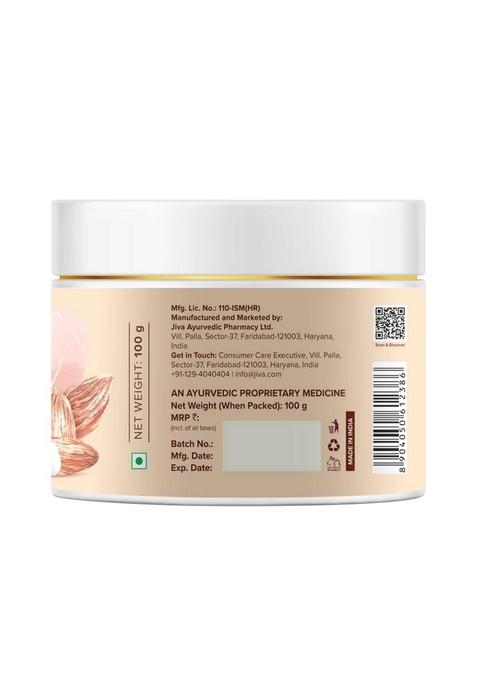 Jiva Almond Cream 100% Ayurvedic Formula Free From Paraben & Silicone | Helps With Dry Skin, Dark Spots, Wrinkles Pigmentation Protects Skin Uva Uvb Rays- 100Gm(Pack Of 1)