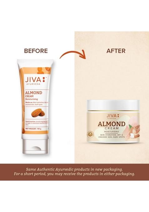 Jiva Almond Cream 100% Ayurvedic Formula Free From Paraben & Silicone | Helps With Dry Skin, Dark Spots, Wrinkles Pigmentation Protects Skin Uva Uvb Rays- 100Gm(Pack Of 1)