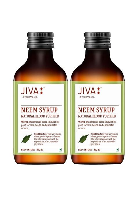 Jiva Neem Syrup 200Ml | 100% Ayurvedic Formula Purifies Blood & Improves Circulation Helps With Acne, Pimples, Itching And Blisters Controls Body Heat (Pack Of 2)