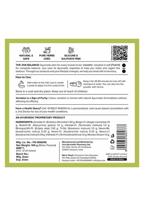Jiva Hair Lep Without Multani Mitti-100Gm (Pack Of 2) Helpful In Dandruff & Hairfall