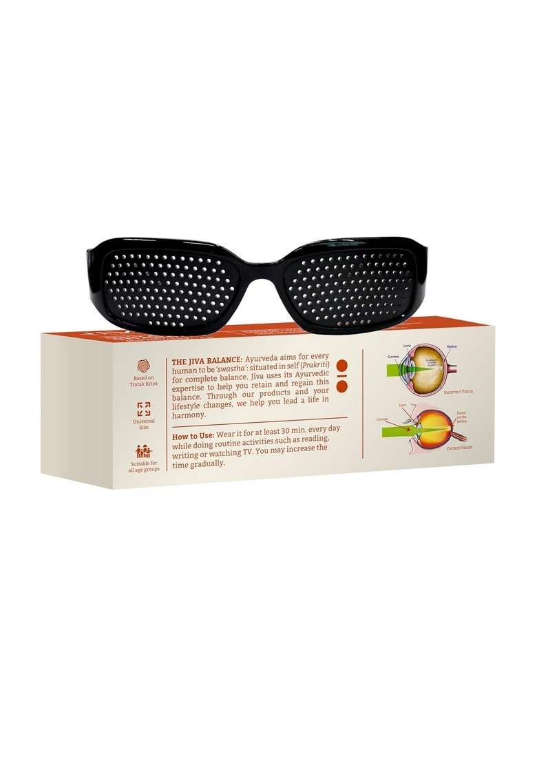 Jiva Dhyan Chakshu | Pin Hole Glasses Designed On Ayurvedic Tratak Principle Trains And Strengthens Eye Muscles Improves Vision Naturally Soothes Irritation & Redness - (Pack Of 1) - Indya