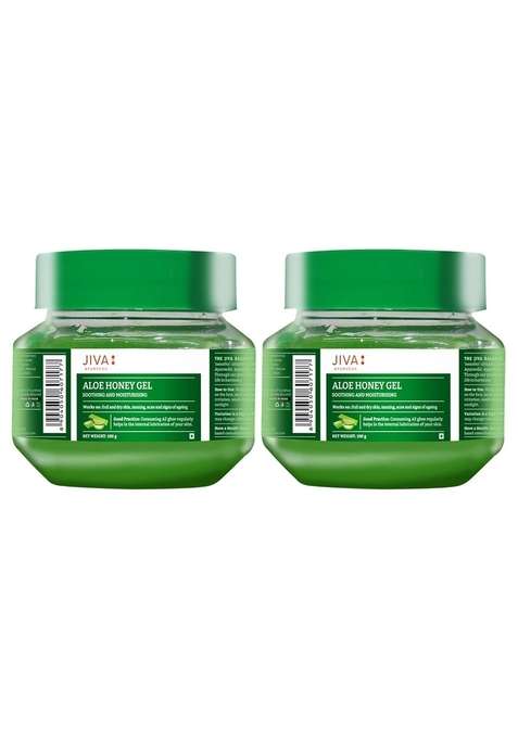 Jiva Aloe Honey Gel 100Gm | 100% Ayurvedic Formulation Moisturizes & Soothes Dull Skin Reduces Acne, Blemishes, Rashes, Sunburn Signs Of Ageing Ideal For All Types (Pack 2)