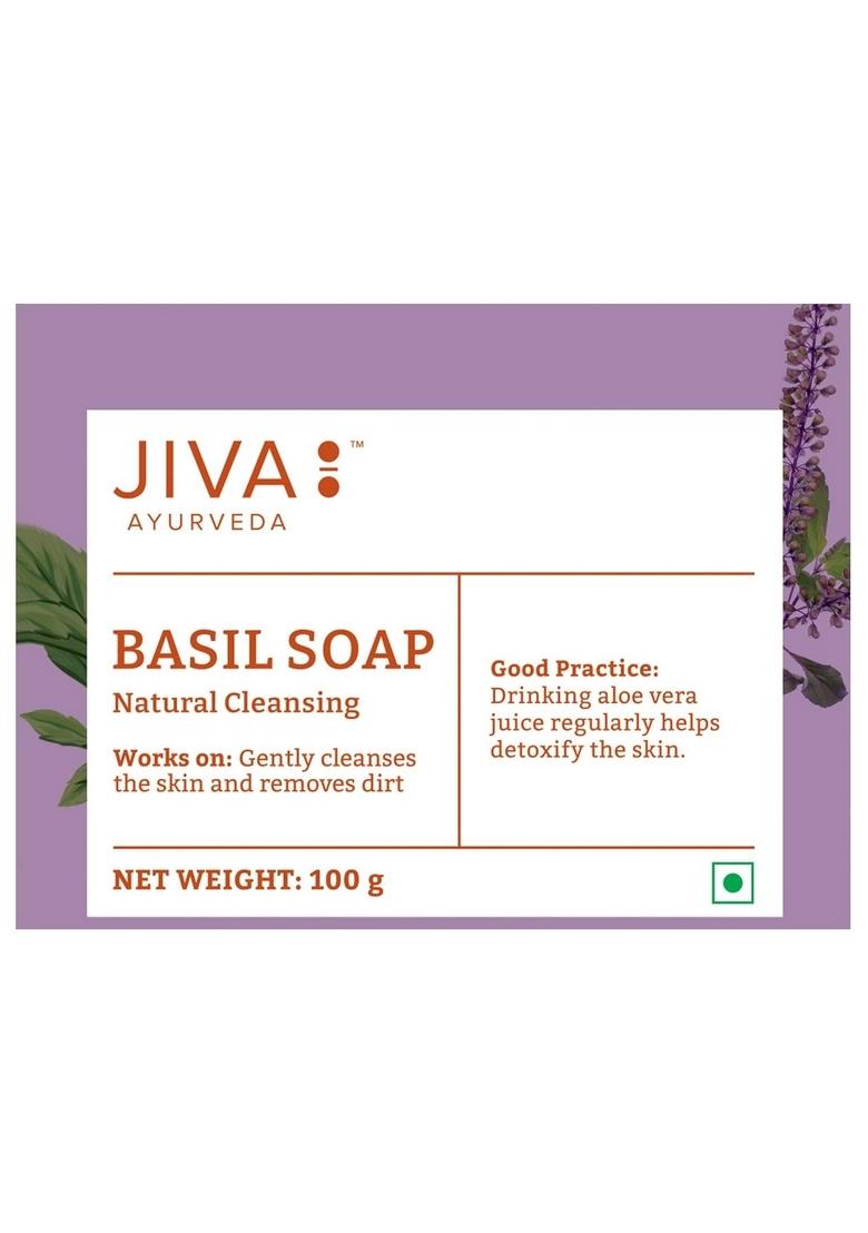 Jiva Basil Soap 100Gm | 100% Pure & Natural Helps With Acne, Pimples, Rashes And Blemishes Anti-Bacterial Anti-Fungal (Pack Of 3)