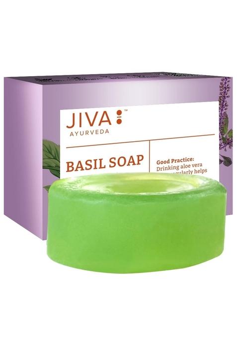Jiva Basil Soap 100Gm | 100% Pure & Natural Helps With Acne, Pimples, Rashes And Blemishes Anti-Bacterial Anti-Fungal (Pack Of 3)