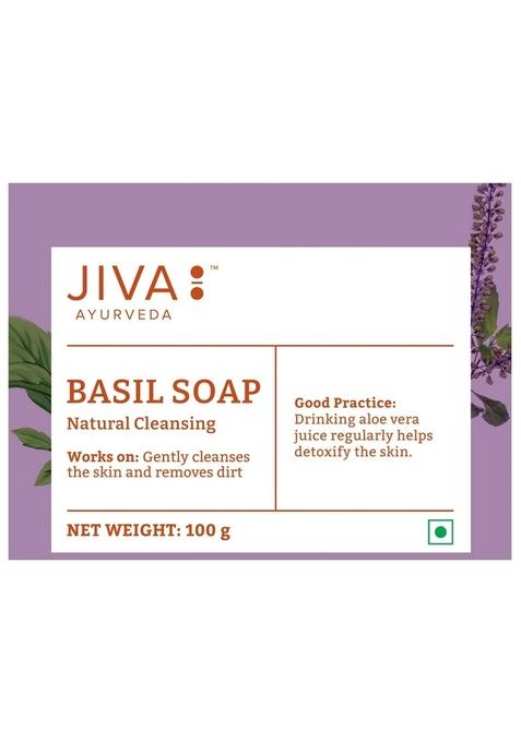 Jiva Basil Soap 100Gm | 100% Pure & Natural Helps With Acne, Pimples, Rashes And Blemishes Anti-Bacterial Anti-Fungal (Pack Of 3)