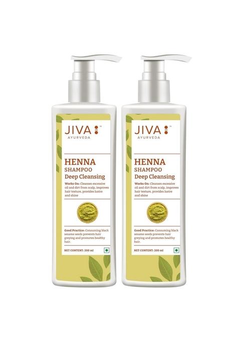 Jiva Henna Shampoo - 200 Ml (Pack Of 2) | For All Hair Types, Natural Cleanser Long Healthy And Strong