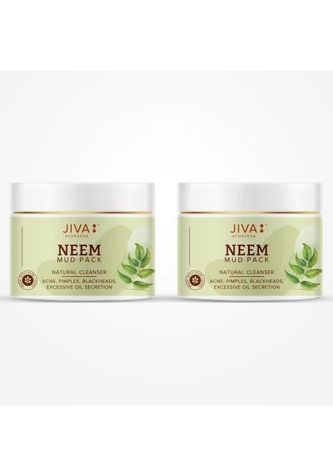 Jiva Neem Mud Pack 100Gm | 100% Pure & Natural Cleanses And Brightens Skin Prevents Acne, Blackheads, Excessive Oil Antibacterial Properties Prevent Infections (Pack Of 2)