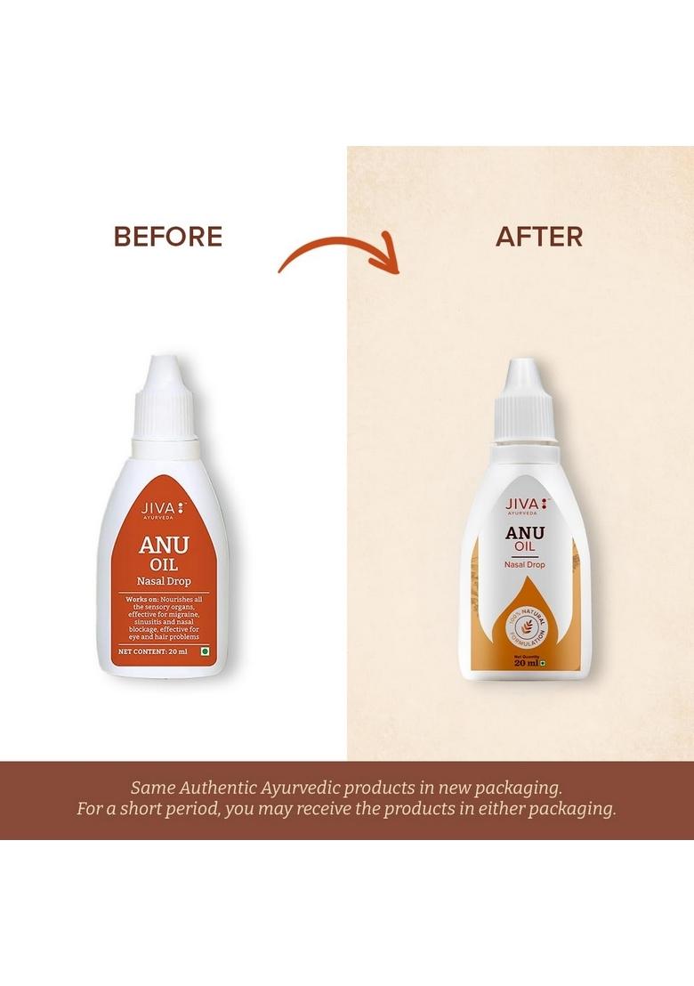 Jiva Ayurveda Anu Oil 20 Ml | 100% Ayurvedic Formulation For Nasal Congestion Controls Sinusitis, Allergic Rhinitis, Headache, Torticollis, And Migraine Effective Hair & Eye Issues (Pack Of 4)