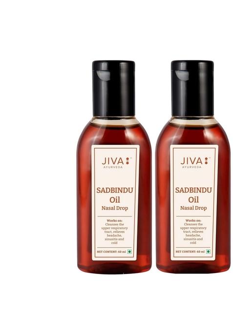 Jiva Sadbindu Oil 60Ml | 100% Ayurvedic Nasal Drop Nourishes Eyes & Brain Relieves Cold, Allergic Rhinitis Sinusitis Helps With Hairfall, Premature Greying Dandruff (Pack Of 2)
