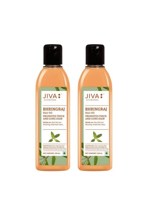 Jiva Bhringaraj Hair Oil 120Ml | 100% Pure & Natural Nourishes Hair, Prevents Loss, Premature Graying, Dandruff Promotes Healthy Growth (Pack Of 2)