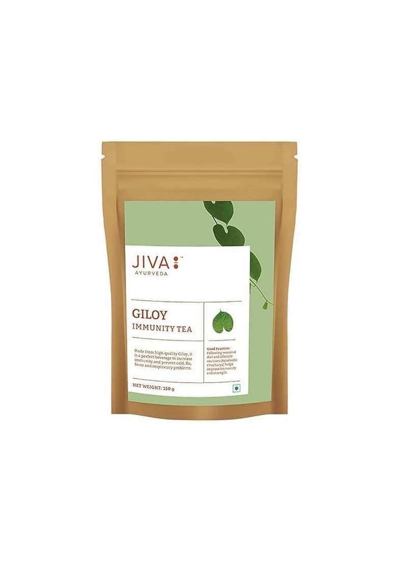 Jiva Giloy Tea 100% Ayurvedic Caffeine Free | Boosts Immunity, Improves Respiratory & Digestive Health Helps With Cough, Cold, Tonsils, Asthmatic Conditions -150Gm (Pack Of 1) - Indya