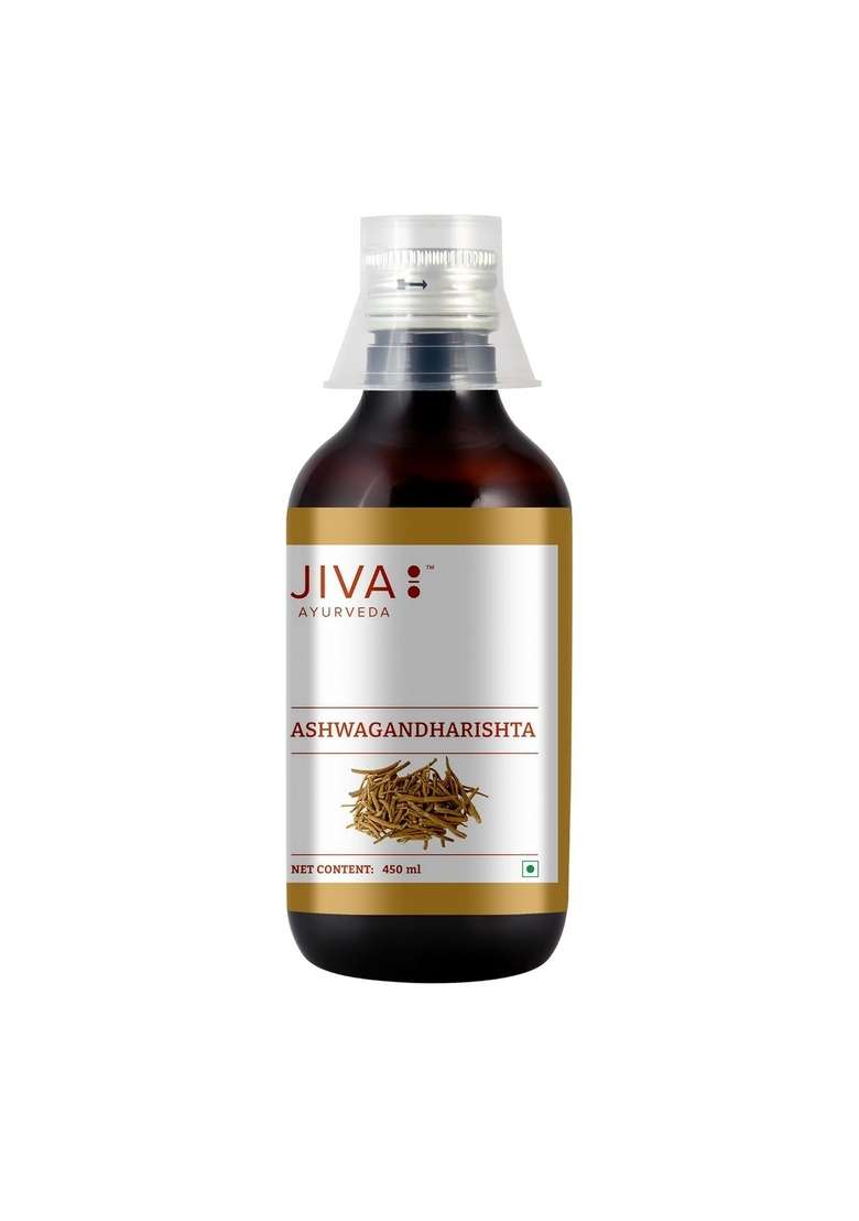 Jiva Ashwagandharishta Syrup 450Ml | Stamina Booster For Men & Women Herbal Energy Performance Supplement Improves Over-All Health - (Pack Of 1) - Indya