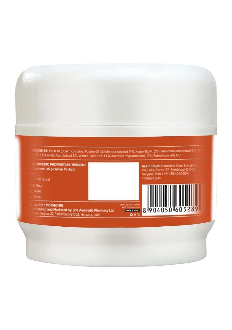 Jiva Pain Calm Balm - 25Gm (Pack Of 2) | Relief 100% Pure & Natural Helps In Cold, Headache, Backache, Joint - Indya