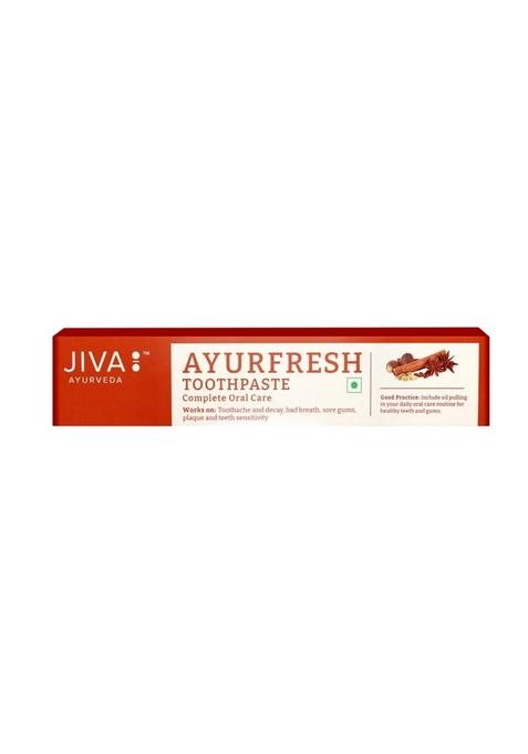 Jiva Oil Pulling 200Ml & Ayurfresh Toothpaste 100G | For Deep Cleansing Mouth, Removes Toxins Prevent Bad Breath, Alleviates Toothache Sensitivity (Combo Pack)