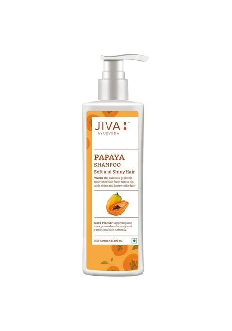 Jiva Papaya Shampoo - 200 Ml Pack Of 1 For All Hair Types, Regulates Sebum Production, Nourishes Roots Long Smooth