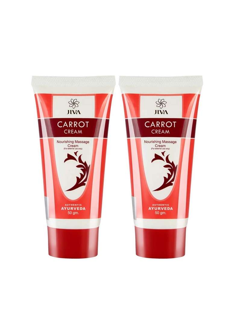 Jiva Carrot Cream 50Gm | Ayurvedic Formulation Repairs Damaged Skin, Provides Deep Nourishment, Enhances Radiance, Protects From Uv Rays For All Skin Types (Pack Of 2) - Indya
