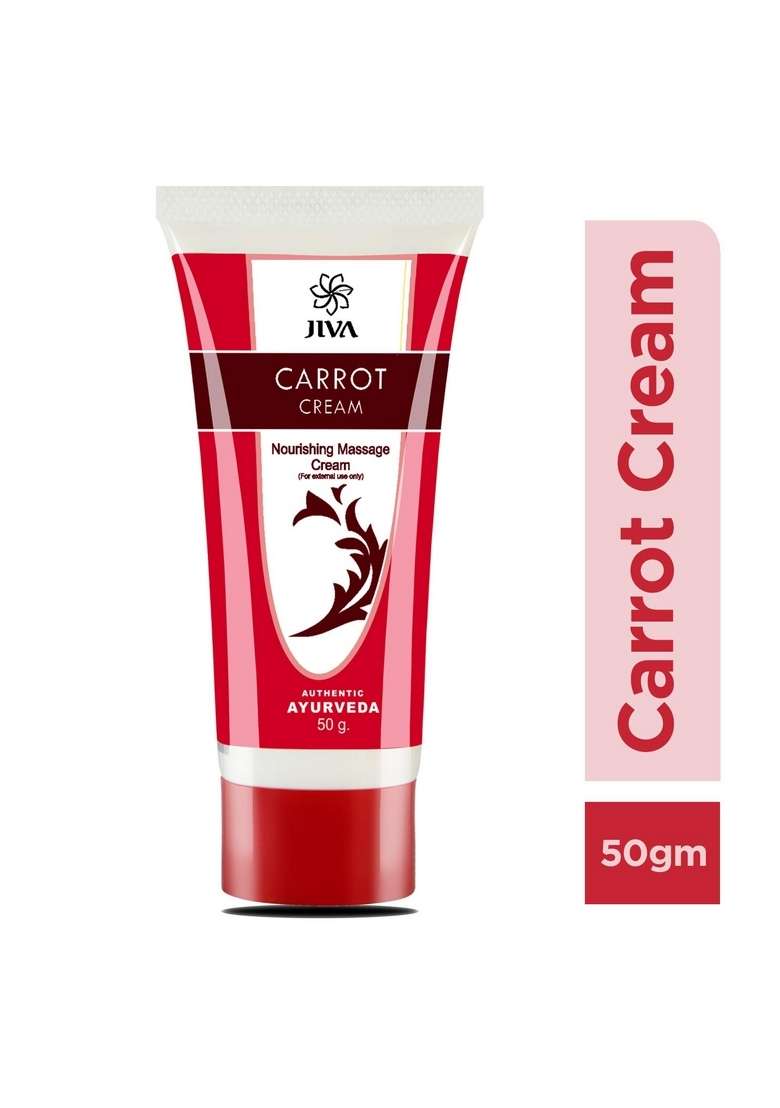 Jiva Carrot Cream 50Gm | Ayurvedic Formulation Repairs Damaged Skin, Provides Deep Nourishment, Enhances Radiance, Protects From Uv Rays For All Skin Types (Pack Of 2) - Indya