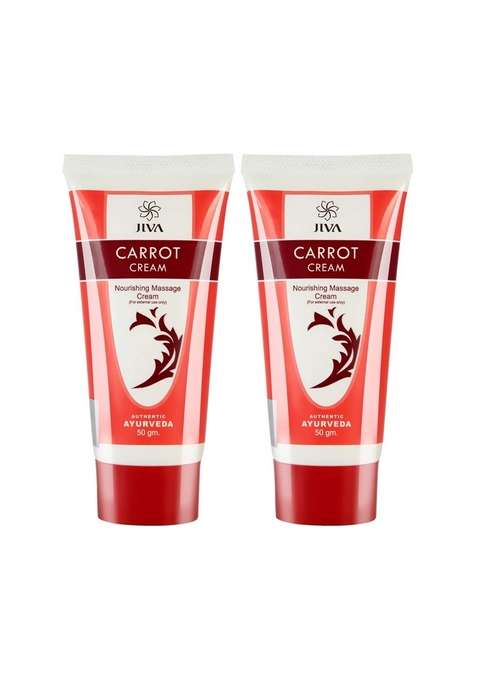 Jiva Carrot Cream 50Gm | Ayurvedic Formulation Repairs Damaged Skin, Provides Deep Nourishment, Enhances Radiance, Protects From Uv Rays For All Skin Types (Pack Of 2)