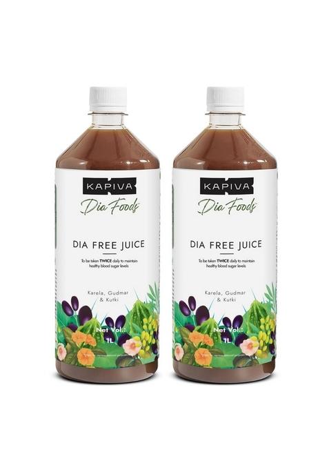 Kapiva Dia Free Juice, 1L | Clinically Proven Diabetic Care Amla, Karela, Jamun, Guduchi & 7 More (Pack Of 2)