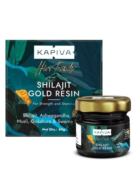 Kapiva Shilajit/Shilajeet Gold Resin - 40G | Super Saver Pack 500Mg/Serving 80 Servings Boost Muscle Growth & Stamina Contains 24 Carat 100% Ayurvedic