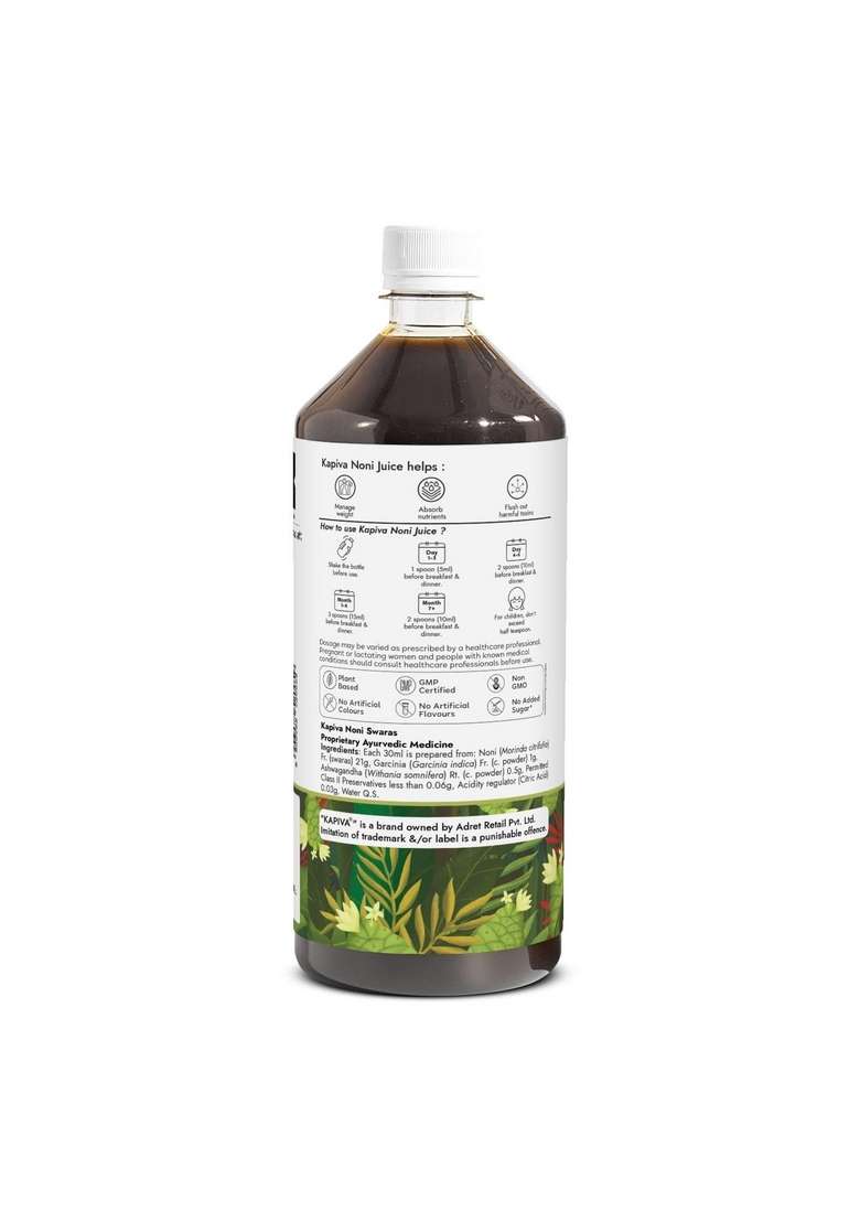 Kapiva Noni Juice (1L) - Rich In Antioxidants, Boosts Energy, Builds Immunity, Natural Detoxifier - Indya