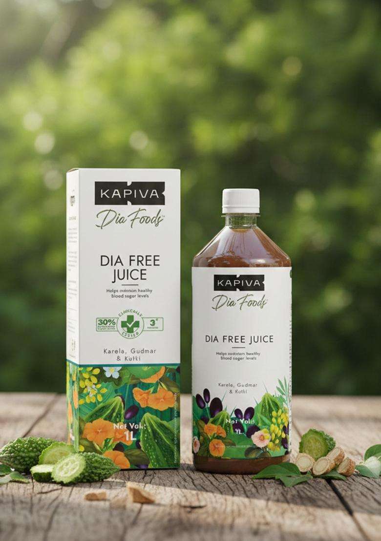 Kapiva Dia Free Juice, 1L | Clinically Proven Diabetic Care Amla, Karela, Jamun, Guduchi & 7 More - Indya