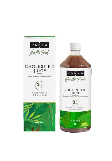 Kapiva Cholest Fit Juice | Modern Ayurvedic Cholesterol Care 1000 Ml X 1 Month Pack 6 Herbs - Arjuna Chhaal, Garlic, Apple Cider Vinegar| Helps Reduce
