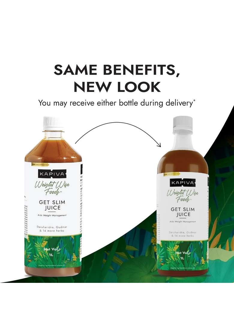 Kapiva Get Slim Juice - Healthy Weight Management Through 12 Ayurvedic Herbs Aids Metabolism And Digestion 1L - Indya