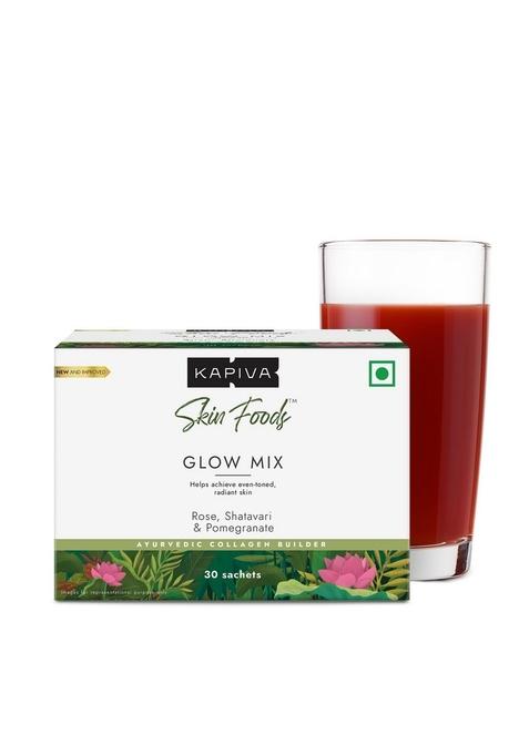 Kapiva Skin Foods Glow Mix | Ayurvedic Supplement, Collagen Powder Skincare For Glowing & Healthy (30 Sachets)