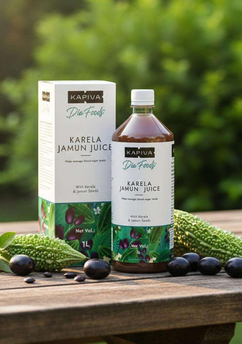 Kapiva Karela Jamun Juice | Helps Control Blood Sugar Level And Lower Bad Cholesterol Diabetic Care (1L) - Indya