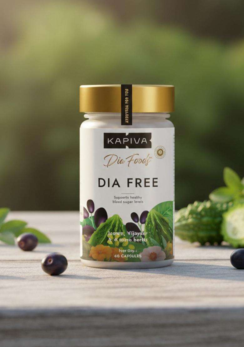 Kapiva Dia Free Capsules | Helps Manage Blood Sugar Levels With Karela, Jamun & Gudmar 100% Ayurvedic Powerful Herbs 1 Month Pack For Diabetes/Diabetic Care 60 Capsules/Tablet - Indya