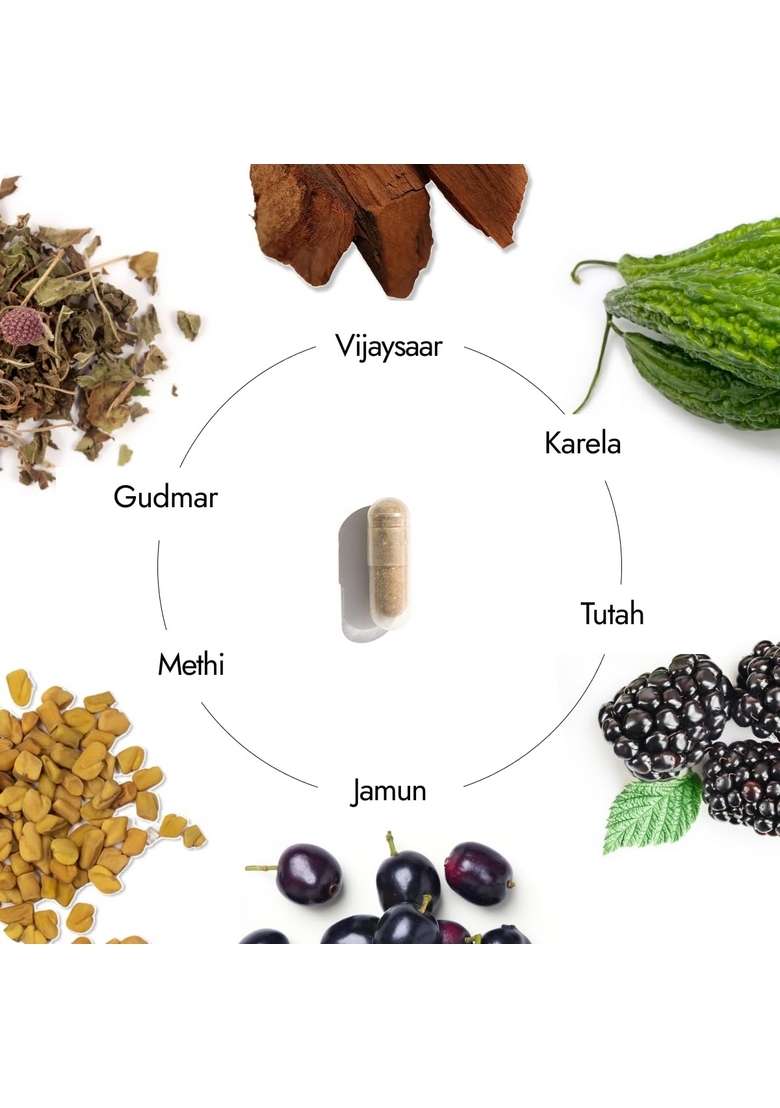 Kapiva Dia Free Capsules | Helps Manage Blood Sugar Levels With Karela, Jamun & Gudmar 100% Ayurvedic Powerful Herbs 1 Month Pack For Diabetes/Diabetic Care 60 Capsules/Tablet - Indya