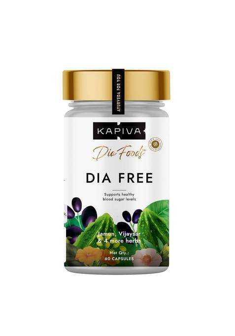 Kapiva Dia Free Capsules | Helps Manage Blood Sugar Levels With Karela, Jamun & Gudmar 100% Ayurvedic Powerful Herbs 1 Month Pack For Diabetes/Diabetic Care 60 Capsules/Tablet