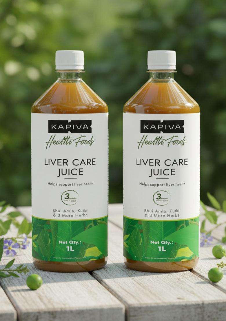 Kapiva Liver Care Juice | Anti-Oxidant Rich Supplement With 5 Ayurvedic Herbs To Benefit Health 1L (Pack Of 2) - Indya