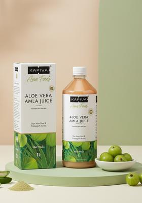 Kapiva Aloe Vera + Amla Juice | Cold-Pressed For Glowing Skin Helps With Metabolism (1L)