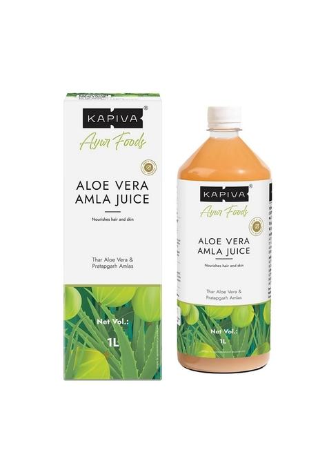 Kapiva Aloe Vera + Amla Juice | Cold-Pressed For Glowing Skin Helps With Metabolism (1L)