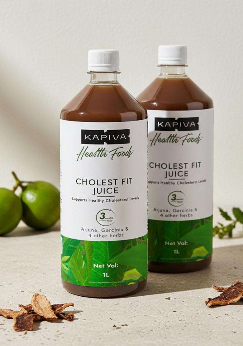 Kapiva Cholest Fit Juice, 1L X 2 Month Pack | Supports Healthy Cholesterol With Arjuna, Apple Cider Vinegar, & 4 More Herbs (Pack Of 2) - Indya